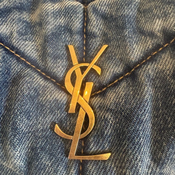 Saint Laurent Blue and Gold Quilted Shoulder Bag - Picture 3 of 15